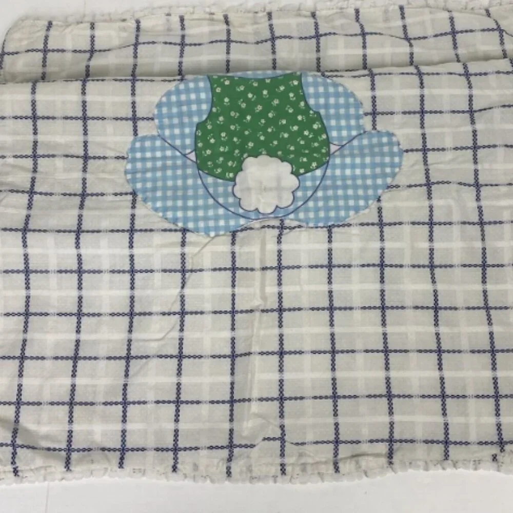 Vintage Baby Blanket Bunny Rabblit Patchwork Double Sided Front Back 44x28 Plaid